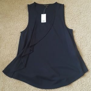 NEW Navy Ruffle Sleeveless Shirt - Banana Republic